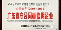 集團公司連續五年榮獲“廣東省守合同重信用企業”榮譽稱號